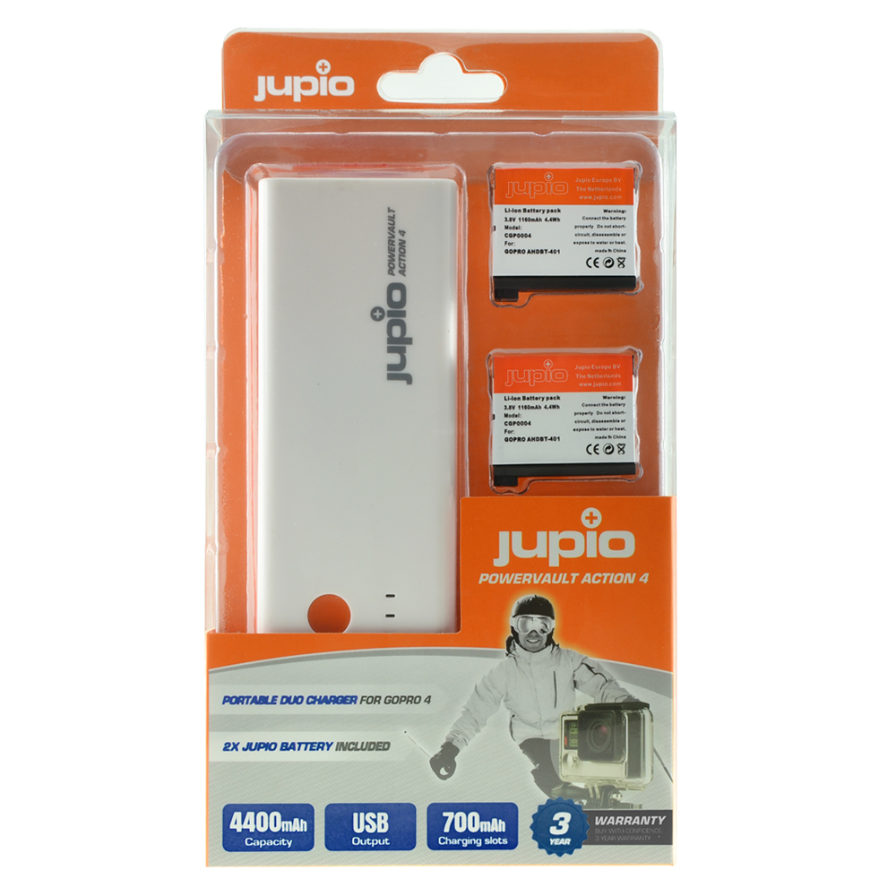 Afbeelding van Jupio PowerVault Action 4 (for GoPro HERO 4) + 2x AHDBT-401 1160 mAh