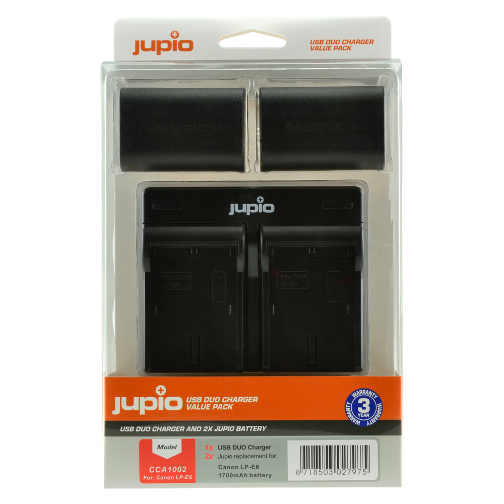 Afbeelding van Jupio Value Pack: 2x Battery LP-E6 1700mAh + USB Dual Charger