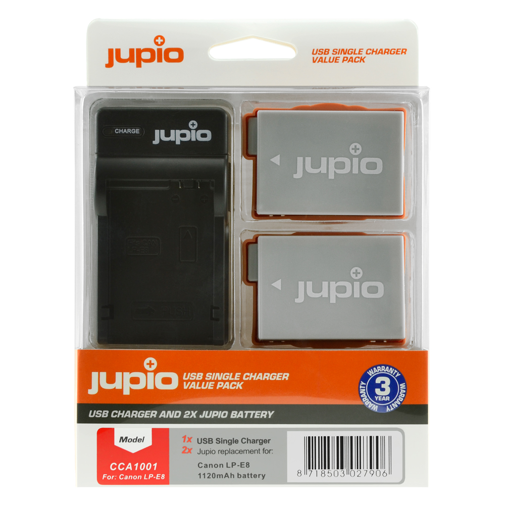 Afbeelding van Jupio Value Pack: 2x Battery LP-E8 1120mAh + USB Single Charger