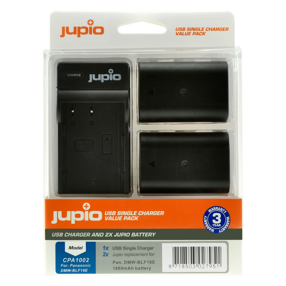 Afbeelding van Jupio Value Pack: 2x Battery DMW-BLF19E 1860mAh + USB Single Charger