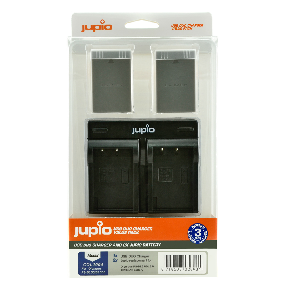 Afbeelding van Jupio Value Pack: 2x Battery PS-BLS5 / PS-BLS50 1210mAh + USB Dual Charger