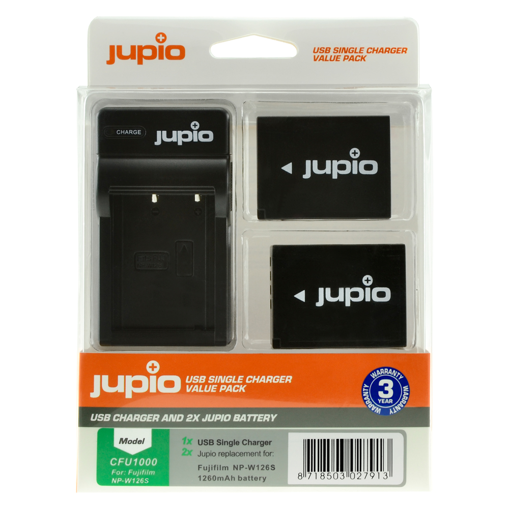 Afbeelding van Jupio Value Pack: 2x Battery NP-W126S + USB Single Charger